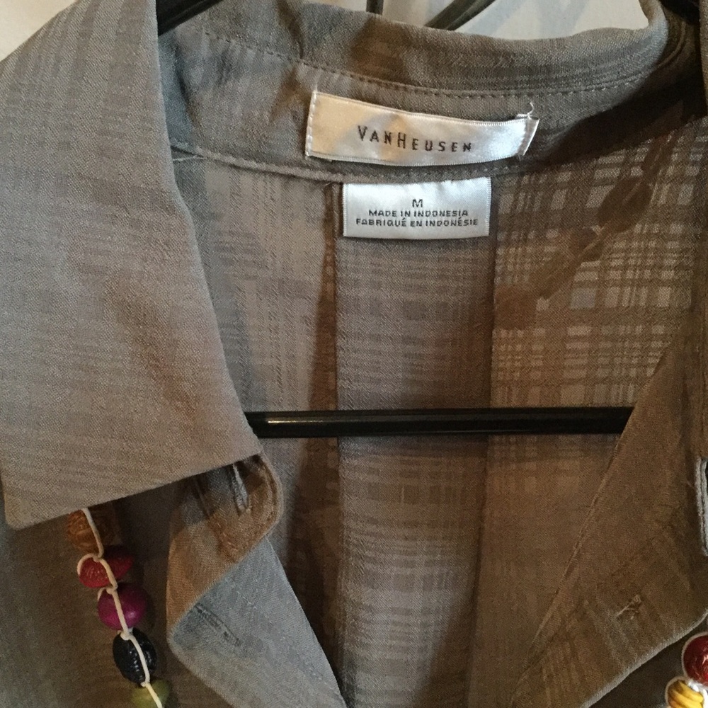 Sheer gray button down blouse - Picture 2 of 2